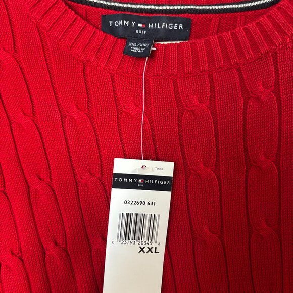 Men's Red Crewneck Sweater NWT Tommy Hilfiger Golf - Picture 2 of 3